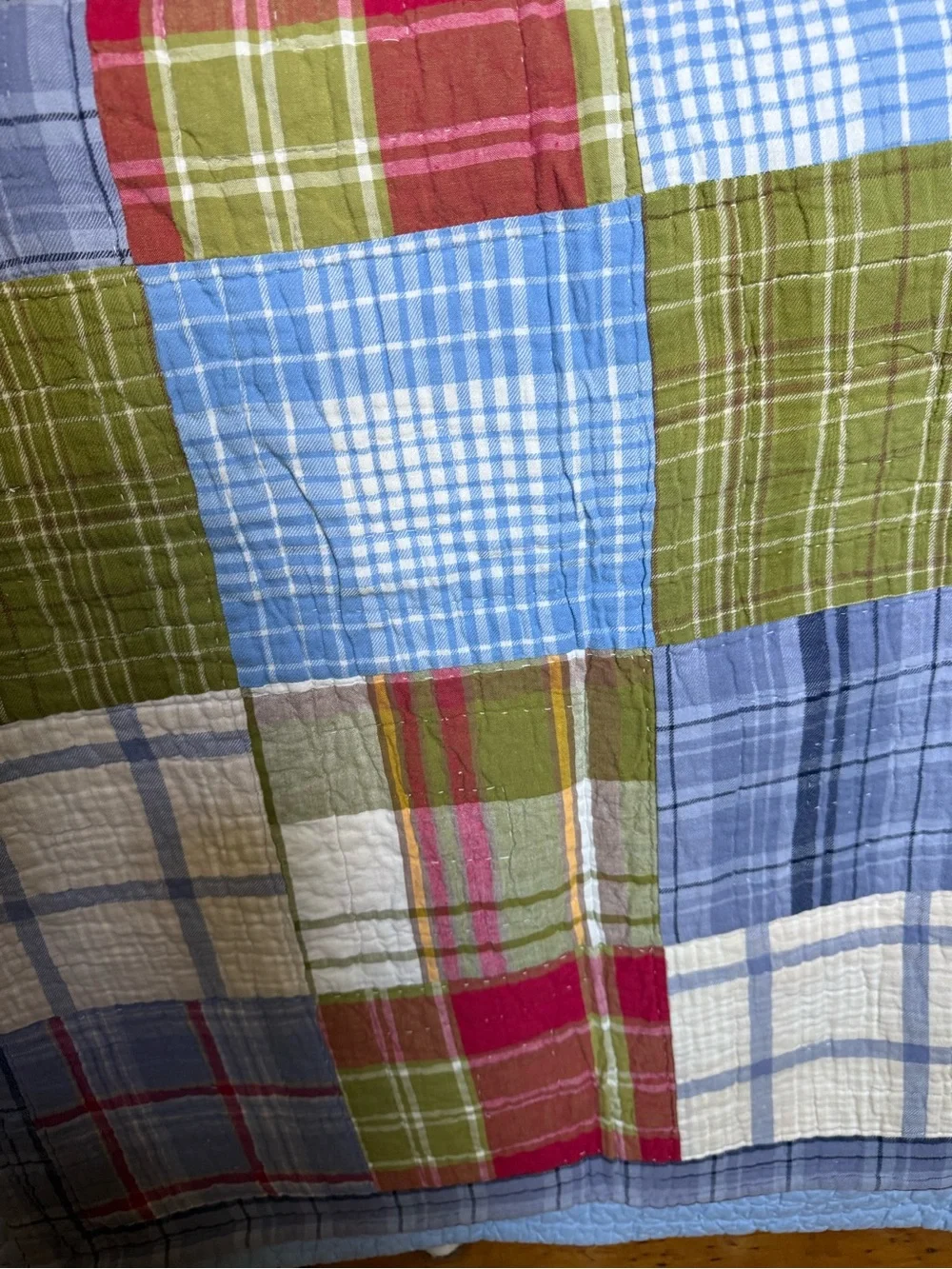 2 POTTERY BARN KIDS madras plaid quilts and shams twin
